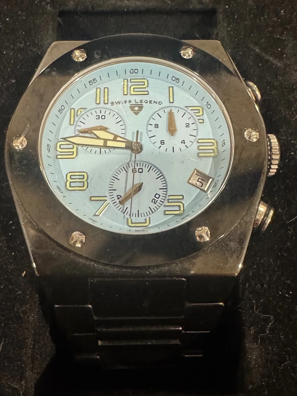 SWISS LEGEND Throttle Black Ceramic Chronograph Watch 1028-BKBBLSA! 7”Wrist Max!